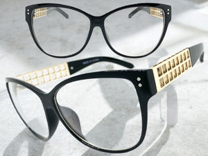 Oversized Classic Vintage Retro Cat Eye Style Clear Lens EYEGLASSES Large Black Frame 89060