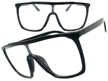Oversized Modern Retro Shield Style Clear Lens EYEGLASSES Large Black Frame 8726