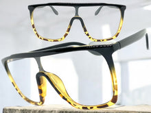 Oversized Modern Retro Shield Style Clear Lens EYEGLASSES Large Black Frame 8726