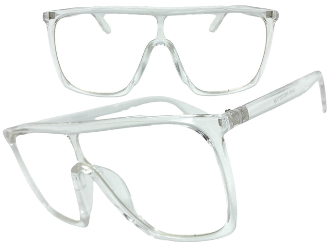 Oversized Modern Retro Shield Style Clear Lens EYEGLASSES Large Transparent Frame 8726