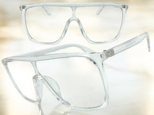 Oversized Modern Retro Shield Style Clear Lens EYEGLASSES Large Transparent Frame 8726