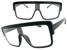 Oversized Modern Retro Shield Style Clear Lens EYEGLASSES Large Black Frame 6325