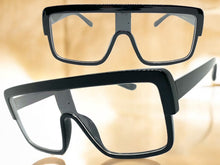 Oversized Modern Retro Shield Style Clear Lens EYEGLASSES Large Black Frame 6325