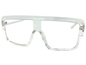 Oversized Modern Retro Shield Style Clear Lens EYEGLASSES Large Transparent Frame 6325