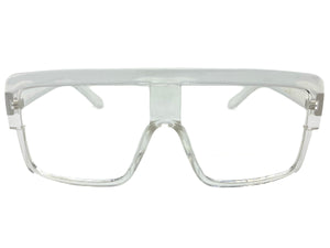Oversized Modern Retro Shield Style Clear Lens EYEGLASSES Large Transparent Frame 6325