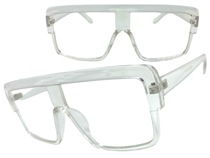 Oversized Modern Retro Shield Style Clear Lens EYEGLASSES Large Transparent Frame 6325