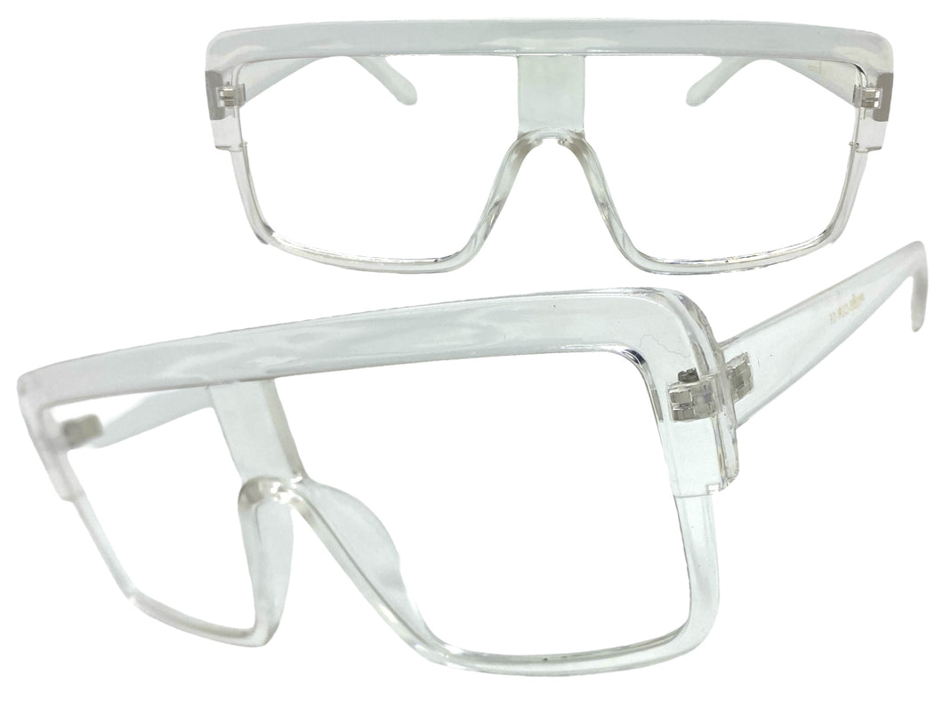 Oversized Modern Retro Shield Style Clear Lens EYEGLASSES Large Transparent Frame 6325