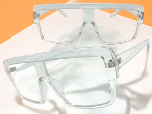 Oversized Modern Retro Shield Style Clear Lens EYEGLASSES Large Transparent Frame 6325