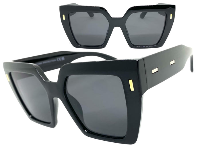Oversized Classic Vintage Retro Style SUNGLASSES Large Square Black Frame 80915