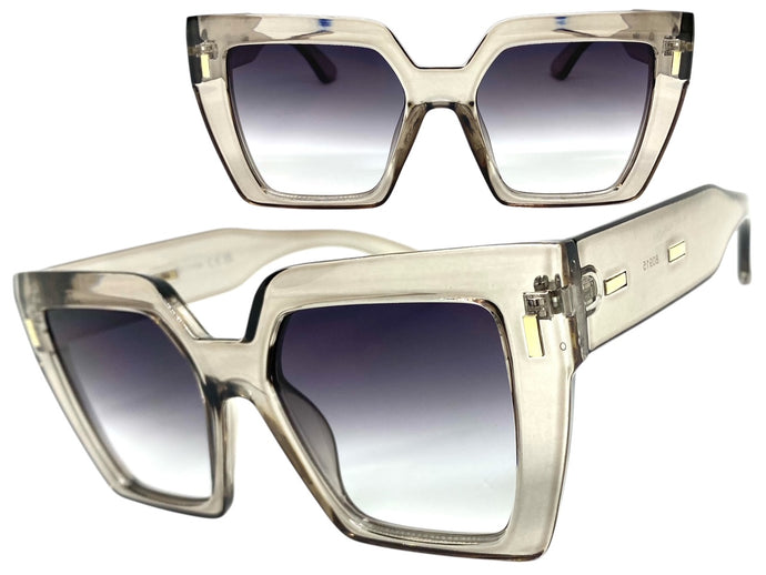 Oversized Classic Vintage Retro Style SUNGLASSES Large Square Gray Frame 80915