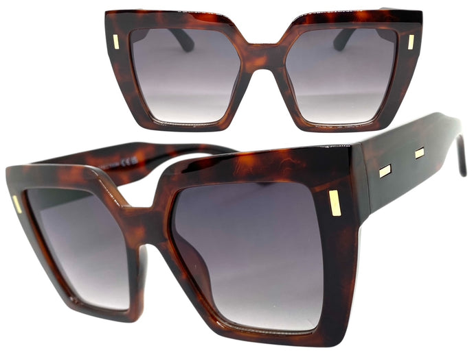 Oversized Classic Vintage Retro Style SUNGLASSES Large Square Tortoise Frame 80915