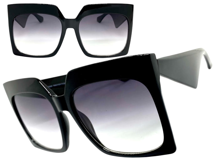 Oversized Classic Vintage Retro Style SUNGLASSES Large Square Black Frame 80914