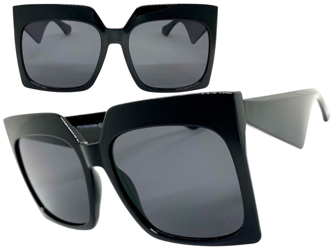 Oversized Classic Vintage Retro Style SUNGLASSES Large Square Black Frame 80914