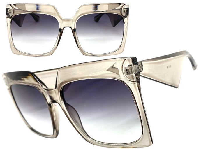 Oversized Classic Vintage Retro Style SUNGLASSES Large Square Gray Frame 80914