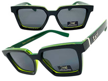 Classic Biker Gangster Hardcore LOCS SUNGLASSES Square Black & Green Frame 91211