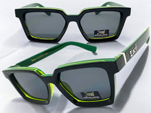 Classic Biker Gangster Hardcore LOCS SUNGLASSES Square Black & Green Frame 91211