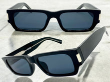 Classic Vintage Retro Style SUNGLASSES Thick Rectangular Black Frame C003