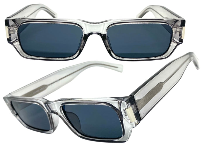 Classic Vintage Retro Style SUNGLASSES Thick Rectangular Gray Frame C003