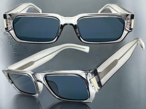 Classic Vintage Retro Style SUNGLASSES Thick Rectangular Gray Frame C003
