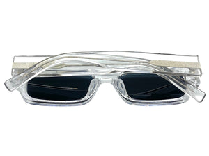 Classic Vintage Retro Style SUNGLASSES Thick Rectangular Clear Frame C003