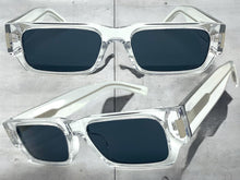 Classic Vintage Retro Style SUNGLASSES Thick Rectangular Clear Frame C003