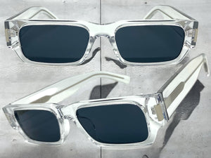 Classic Vintage Retro Style SUNGLASSES Thick Rectangular Clear Frame C003