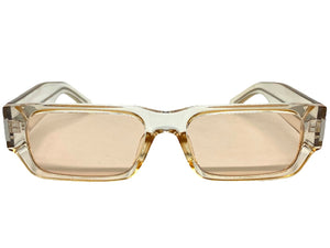 Classic Vintage Retro Style SUNGLASSES Thick Rectangular Champagne Frame C003