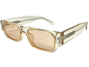 Classic Vintage Retro Style SUNGLASSES Thick Rectangular Champagne Frame C003