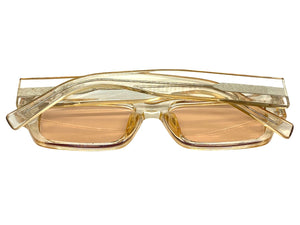 Classic Vintage Retro Style SUNGLASSES Thick Rectangular Champagne Frame C003