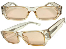 Classic Vintage Retro Style SUNGLASSES Thick Rectangular Champagne Frame C003