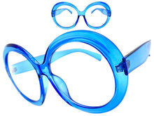 Oversized Vintage Retro Style Clear Lens EYEGLASSES X Large Thick Round Blue Frame 1993
