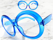 Oversized Vintage Retro Style Clear Lens EYEGLASSES X Large Thick Round Blue Frame 1993