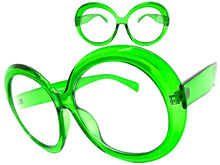Oversized Vintage Retro Style Clear Lens EYEGLASSES X Large Thick Round Green Frame 1993
