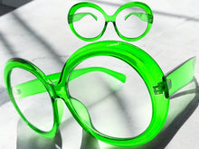 Oversized Vintage Retro Style Clear Lens EYEGLASSES X Large Thick Round Green Frame 1993