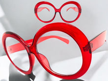 Oversized Vintage Retro Style Clear Lens EYEGLASSES X Large Thick Round Red Frame 1993