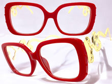 Oversized Vintage Retro Style Clear Lens EYEGLASSES Large Square Red & Gold Frame 3019