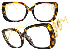 Oversized Vintage Retro Style Clear Lens EYEGLASSES Large Square Tortoise & Gold Frame 3019