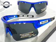 Oversized Sporty Wrap Around POLARIZED Lens SUNGLASSES Large Blue Frame 3652