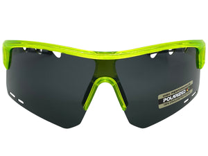 Oversized Sporty Wrap Around POLARIZED Lens SUNGLASSES Large Neon Green Frame 3652
