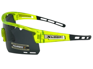 Oversized Sporty Wrap Around POLARIZED Lens SUNGLASSES Large Neon Green Frame 3652