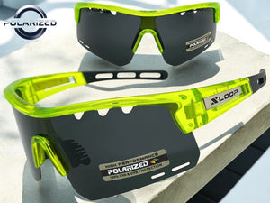Oversized Sporty Wrap Around POLARIZED Lens SUNGLASSES Large Neon Green Frame 3652