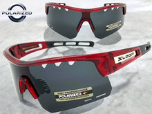 Oversized Sporty Wrap Around POLARIZED Lens SUNGLASSES Large Red Frame 3652