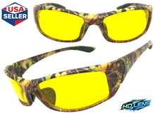 Classic Sporty Wrap Around HD Yellow Lens SUNGLASSES Brown Camouflage Frame 2257