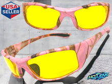 Classic Sporty Wrap Around HD Yellow Lens SUNGLASSES Pink Camouflage Frame 2257