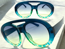 Oversized Classic Vintage Retro Style SUNGLASSES Large Teal Frame 2464