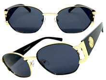 Classic Vintage Retro Hip Hop Style SUNGLASSES Oval Black & Gold Metal Frame 5527