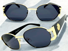 Classic Vintage Retro Hip Hop Style SUNGLASSES Oval Black & Gold Metal Frame 5527