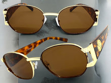 Classic Vintage Retro Hip Hop Style SUNGLASSES Oval Brown & Gold Metal Frame 5527