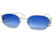 Classic Vintage Retro Hip Hop Style SUNGLASSES Oval White & Gold Metal Frame 5527