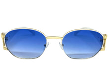 Classic Vintage Retro Hip Hop Style SUNGLASSES Oval White & Gold Metal Frame 5527